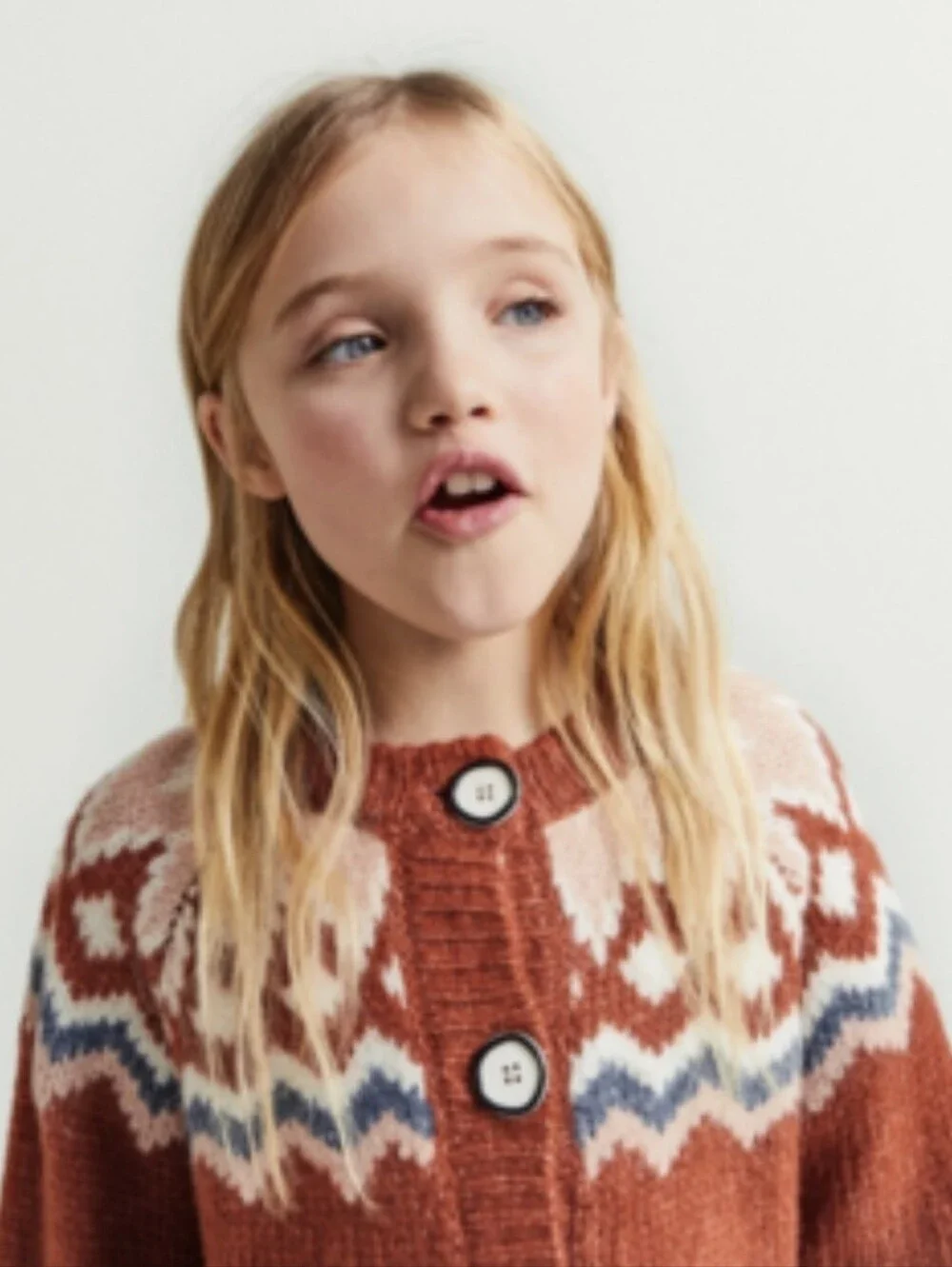 Zara limited edition knit Fair Isle rust red/orange cardigan sweater